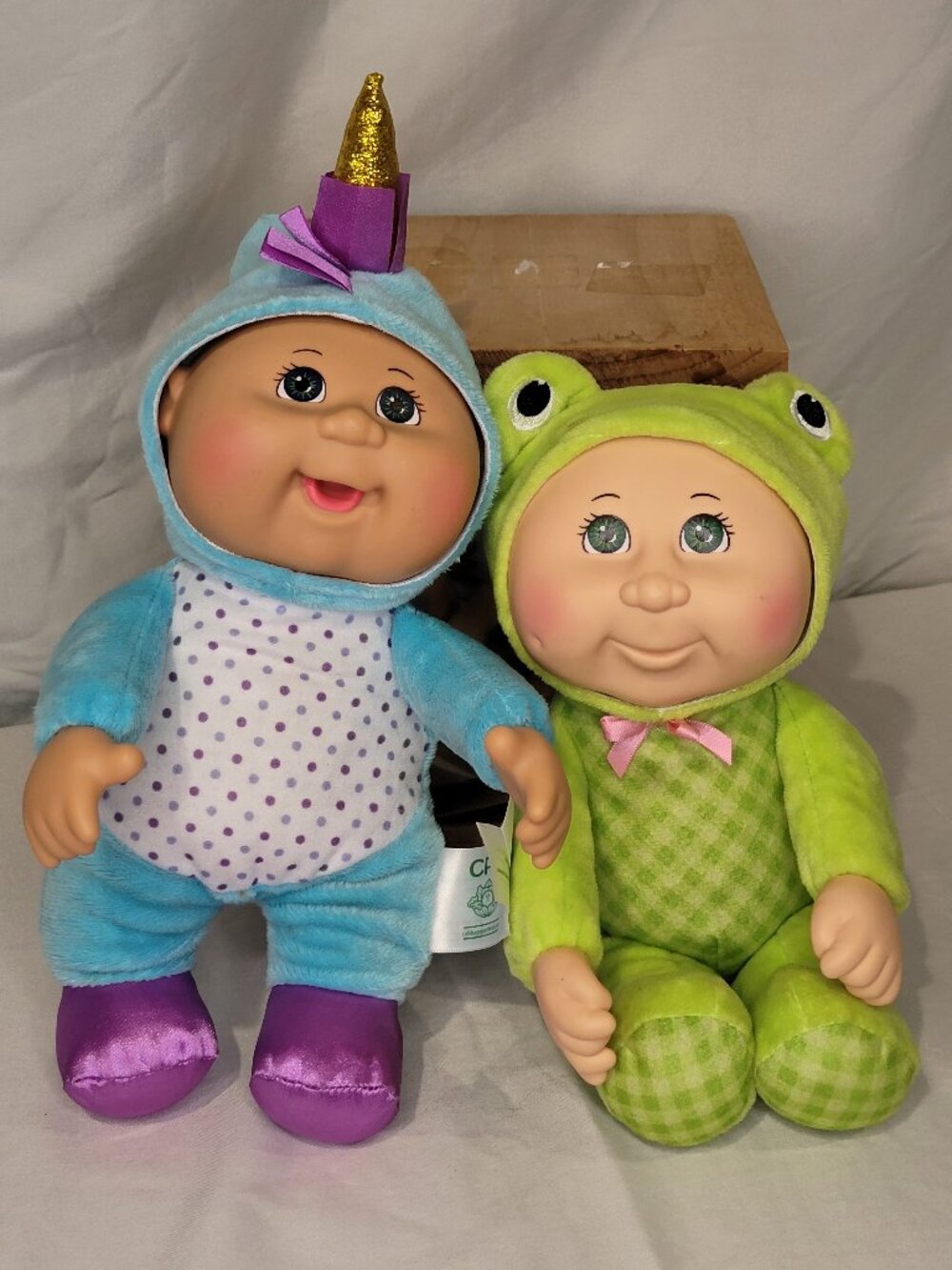 Lot-of-2 Cabbage Patch Kids Cuties Ophelia the Frog & Pipa Unicorn